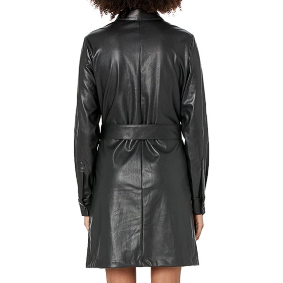- Women's  BLACK Vegan Leather Shirtdress *NEW* - Picture 3 of 8